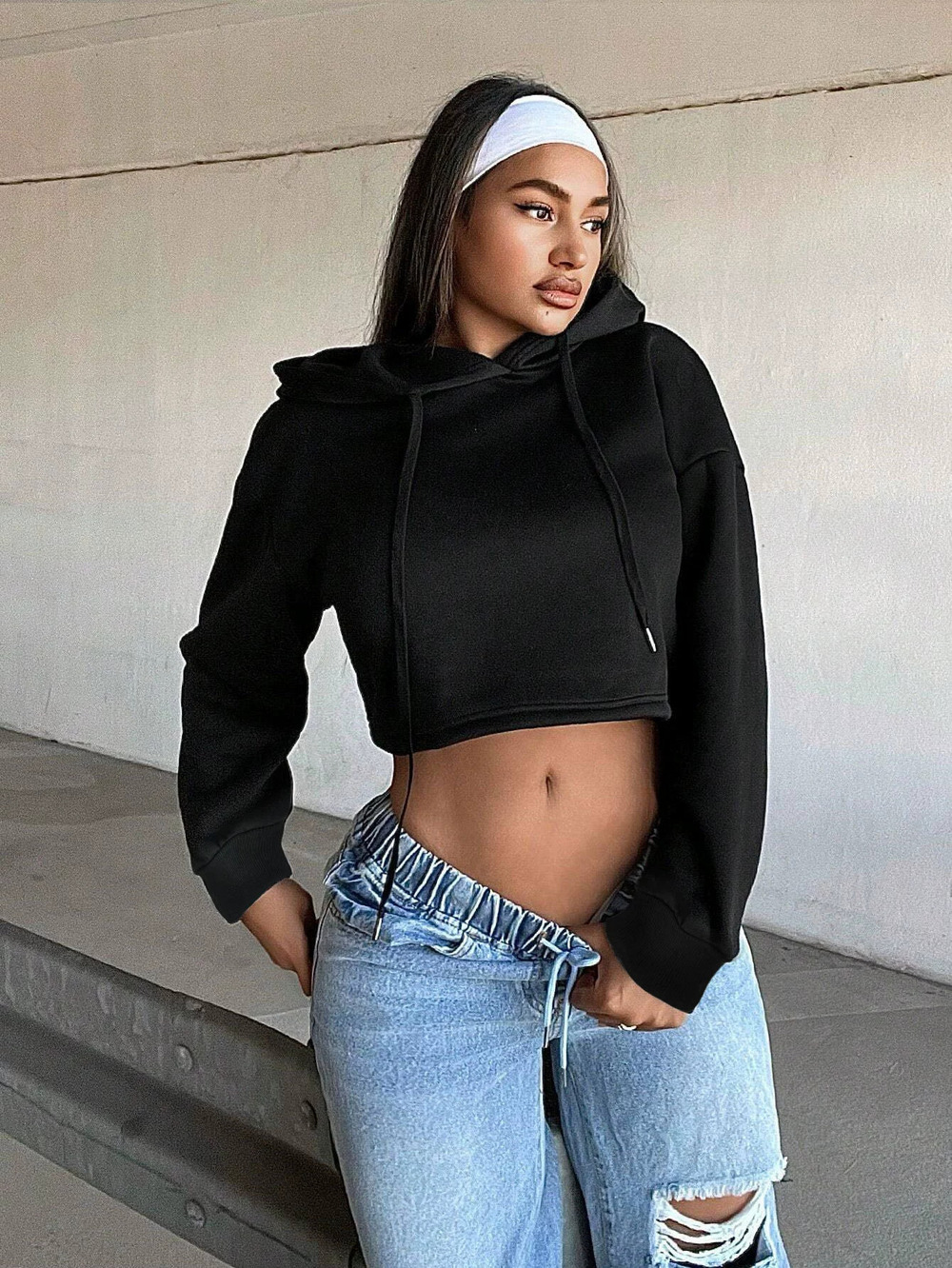ZARA Trendy Cropped Hoodie Spring Summer